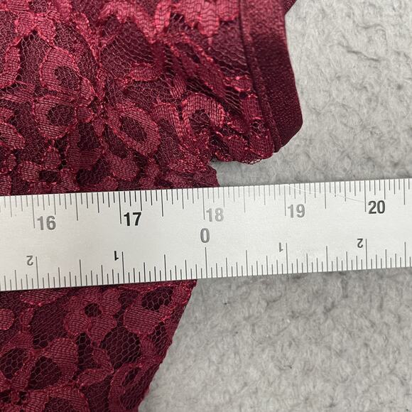 Vintage Just Choon Dress Womens Size 11 Burgundy Lace Maxi Empire Waist Regency - Picture 7 of 9